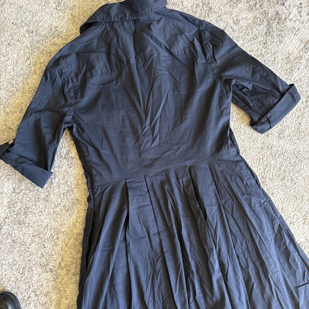 Tory Burch Sz 8Nautical Navy Blue & Gold Button Short Sleeve Dress With Pockets - Picture 10 of 14